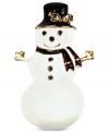 Play in the snow! This snowman box pin from Jones New York is crafted from gold tone mixed metal with black and white detail. Approximate drop: 2 inches. Includes gift box.