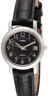 Timex Women's T2N335 Elevated Classics Dress Black Leather Strap Watch