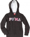 Puma - Kids Girls 2-6x Faux Shering Hoodie, Dark Gray, 6