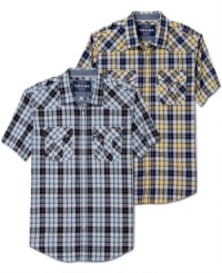 In a crisp plaid, this shirt from Ecko Unltd steps up your weekend style in an instant.