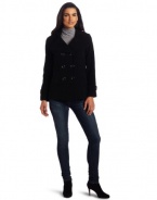 Kenneth Cole Reaction Women's Double Breasted Hooded Pea Coat