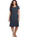 Jones New York Women's Cap Sleeve Dress, Slate Blue, 3X