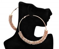 Basketball Wives POParazzi Inspired Rosegold Rhinestone Rings Hoop Earrings