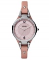 A darling leather Georgia collection timepiece with a touch of ladylike color, by Fossil.