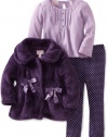 Kids Headquarters Baby-girls Infant Purple Jacket with Long Sleeve Tee and Leggings, Purple, 12 Months