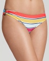 Showing your stripes is easy with multi tone pieces like this ring bandeau bikini from French Connection. In a simple shape, this suit is aligned with chic instincts.