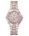 Ladylike with pink tones and glistening crystals, this GUESS watch is a chic delight.