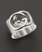 From the Silver Britt collection, bold sterling silver ring with interlocking logo detail. Designed by Gucci.