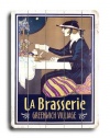 Greenwich Village La Brasserie 14x20 Planked Wood Sign Wall Decor Art