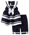 Bonnie Baby Girls Newborn Navy Nautical Pant Set, Blue, 6-9 Months