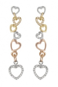 Effy Jewlery 14K Tri Color Diamond Heart Earrings, .25 TCW