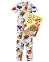 After a day of running around and a before-bed bath, he'll snuggle with you on the couch in these printed pajamas and read the book How Do Dinosaurs Say Good Night?