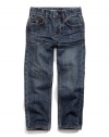 GUESS Kids Boys Little Boy Brit Rocker Jeans - Script Wa, DARK STONEWASH (3T)