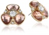 Anne Klein Garden Party Gold-Tone Blush Colored Flower Stud Earrings