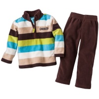 Carter's Boys Size 3-24 Months ''Little Man'' Striped Microfleece Pant Set (9 Months, Multi)