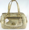 AUTHENTIC COACH BONNIE LINEN LUREX METALLIC GOLD SATCHEL