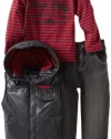 Calvin Klein Boys 2-7 Top And Jean Nylon Puffy Vest, Gray, 3T