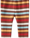 Zutano Baby-Girls Infant 5 Color Stripe Skinny Legging, Chocolate/Orange/Aqua/Red, 12 Months