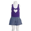 Toddler Girl 2T Purple Sequin Heart Denim Shorts Sleeveless Jumper