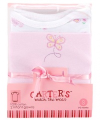 Carter's Watch the Wear Butterfly Beauty 2-Pack Girls Gowns (Size 0M - 9M) - pink, 0 - 3 months