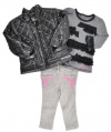 Calvin Klein Infant Girls Black Jacket 3Pc Pant Set (12M)