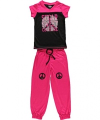 Sugar Sweet Couture Peace Points 2-Piece Pajamas (Sizes 4 - 6X) - black, 5 - 6