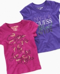 Adorable soft cotton t-shirt by Guess with a little spandex to move and stretch when she does.