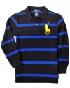 Polo Ralph Lauren Tod Boys Striped Big Pony Mesh Polo, Royal, 4/4T