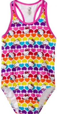 Hello Kitty Girls 2-6X Toddler One Piece Swimsuit, Hot Pink, 2T