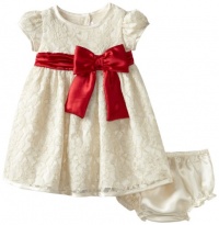 Sweet Heart Rose Baby-girls Infant Lace Occasion Dress, Ivory/Red, 18 Months