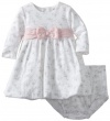 Little Me Baby-Girls Newborn Belle Bow Dress Set, White Floral, 3 Months