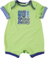 Guess Gingham Guy Romper (Sizes 0M - 9M) - lime, 3 - 6 months