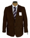 Calvin Klein Mens 2 Button Solid Brown Faux Suede Slim Fit Sport Coat Jacket- Size 40L