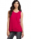 BCBGMAXAZRIA Women's Julianna Tank Top With Side Cascade Drape, Turkish Rose, Medium