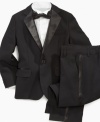 Miniature James Bond is ready for his close-up in this debonair tuxedo set from Nautica.