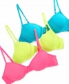 Cute colors. These neon molded underwire bras from Maidenform give her shape and support in bright neon colors!