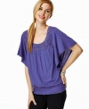 Style & Co. Plus Size Top, Butterfly Sleeve Freesia Purple