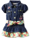 Carter's Watch the Wear Baby-girls Infant Denim Dress With Cherries and Striped Belt, Medium Wash, 24 Months