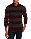 Williams Cashmere Men's 100% Cashmere Zip Mock-Neck Stripe Sweater