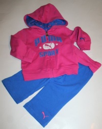 PUMA Rasberry Pink & Royal Blue Newborn Girls 2Pc Sweat Suit (3/6M)