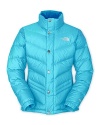 Greet the white out in this cool blue North Face® jacket, with the season's favorite puffy styling.