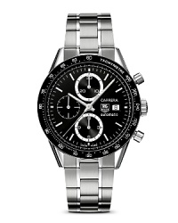 A legendary chronograph. The Carrera Panamericana was an epic race that was started in the 1950s and attracted many of the leading drivers of the time. Juan Manuel Fangio, the famous Argentinian driver who was Formula 1 World Champion five times, won the race in 1953. To pay tribute to this unique adventure, in 1963 TAG Heuer launched the Carrera Chronograph that combined refinement with the spirit of sport. With black dial and a black polished aluminum bezel. Features a date window.