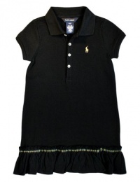 Ralph Lauren Toddler Girls Plaid Trim Ruffle Dress, Black, 5