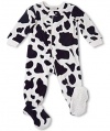 Leveret Footed Black & White Cow Print Fleece Pajama Sleeper (Size 6m-5t)