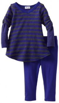 Splendid Littles Baby-girls Newborn Charcoal Stripe Thermal Tunic Set, Iris, 12-18 Months