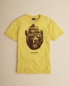 This hip crewneck is tricked out with a fierce, hatted grizzly bear on the chest.