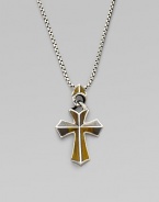 Rayskin-textured sterling silver cross is detailed with tiger's iron inlay. Pendant, about 1¾ long Necklace, about 20 long Imported