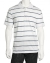 John Ashford Striped WHT/Asphalt Blu Casual Polo Shirt