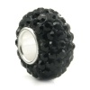 Swaroski Black Crystal Ball Bead Sterling Silver Charm Fits Pandora Chamilia Biagi Trollbeads European Bracelet