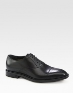 Lace-up shoe in leather with micro diamante trimmed cap toe.Rubber soleMade in Italy